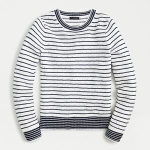 J. Crew Pointelle Crewneck Sweater in Blue and White stripe, size Medium